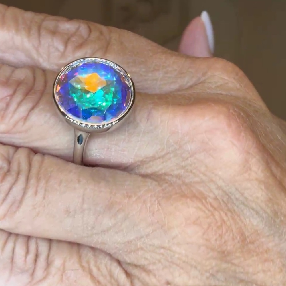 Touchstone Crystal Aurore Boreale ring size 7 Swarovski iridescent bling BNIB - Picture 2 of 9